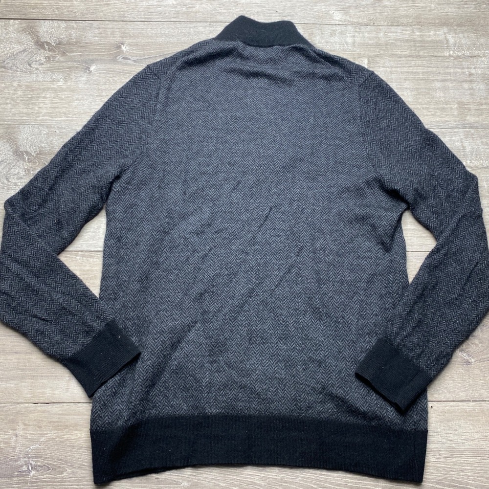 Billy Reid Sweatshirt Shawl Collar Mens S Gray Cotton Leather Detail Pullover